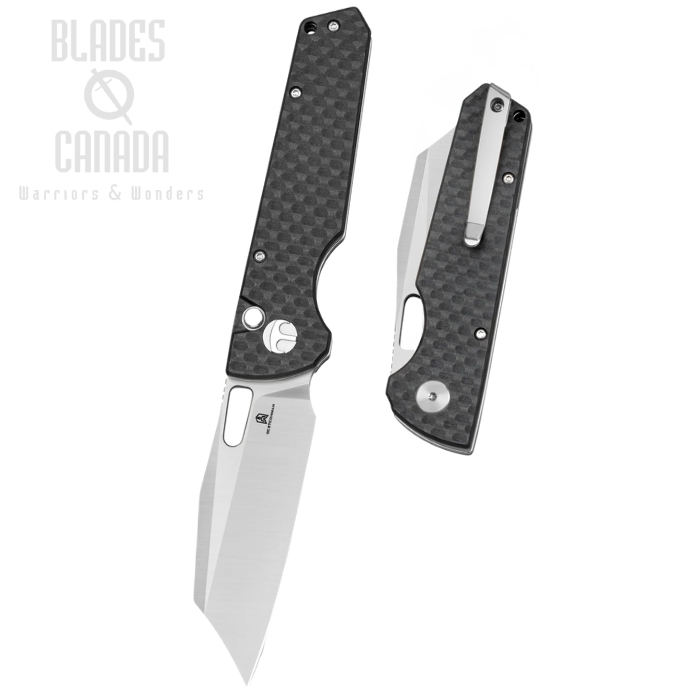 (image for) Bestechman Guardian Button Lock Folding Knife, D2 Satin, G10 Black CF Pattern, BMK11B