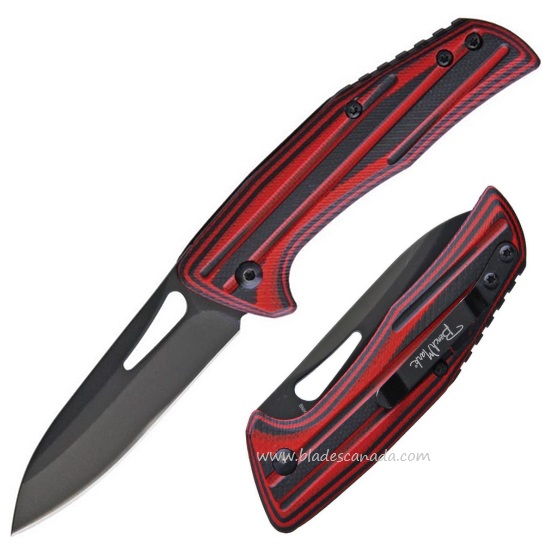 Benchmark Slip Joint Folder, Stainless, Black/Red G10, BMK120