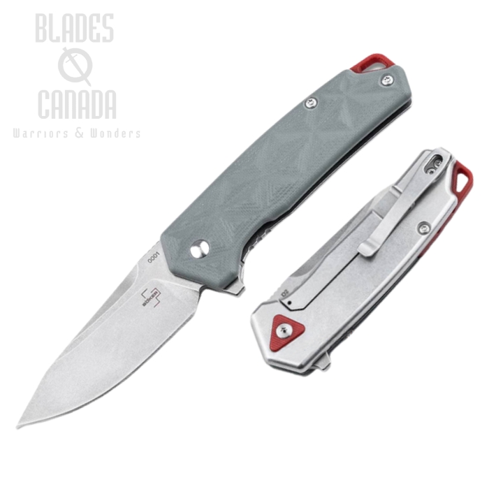 Boker Plus Gemtek Flipper Framelock Knife, D2, G10 Grey, 01BO553
