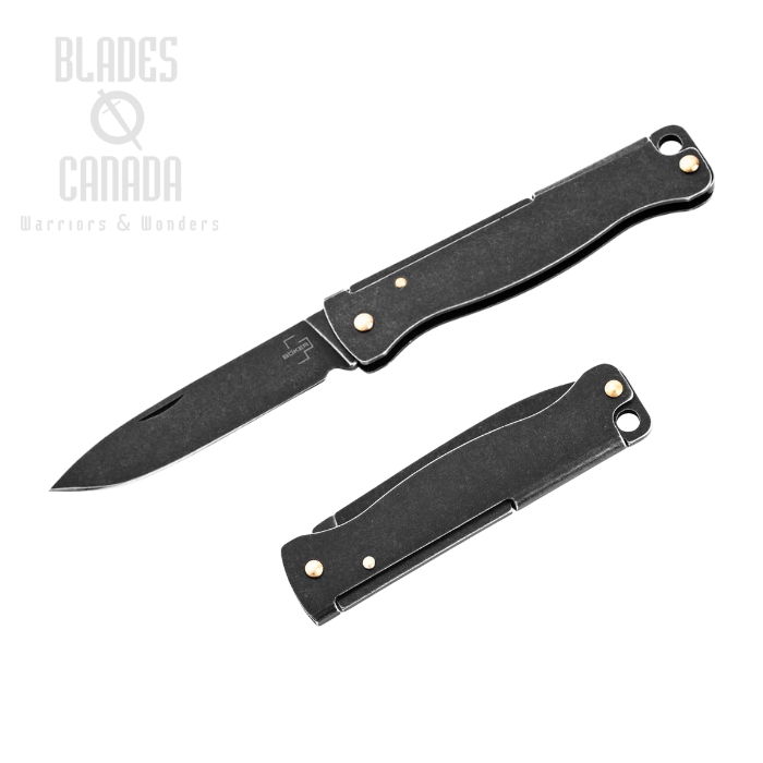 Boker Plus Atlas Mini Dark Slipjoint Folding Knife, 12C27 Black, Stainless Black, 01BP0025