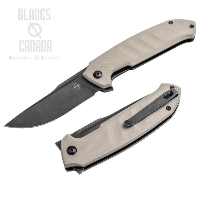 Boker Plus Barchan Flipper Folding Knife, 440B Black, G10 Desert Tan, 01BP0039
