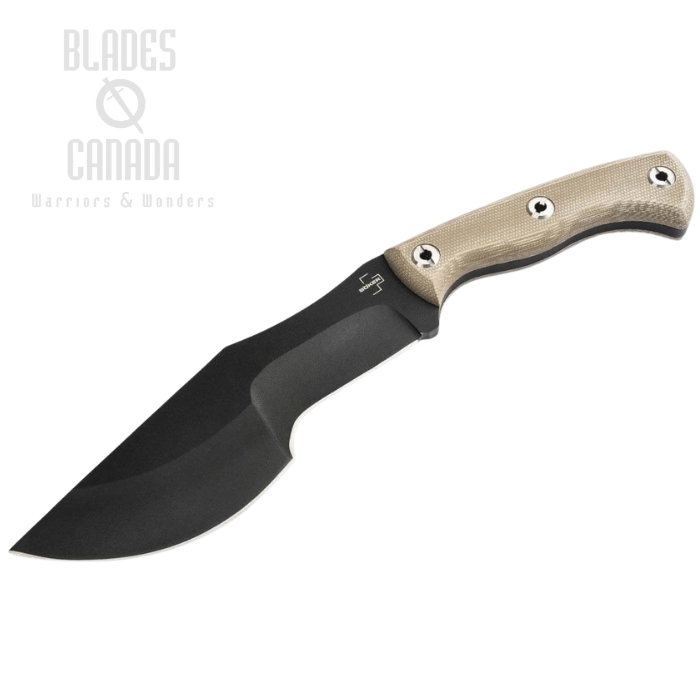 Boker Plus Tracker 2.0 Fixed Blade Knife, 1095 Black, Micarta Brown, Kydex Sheath, 02BO114