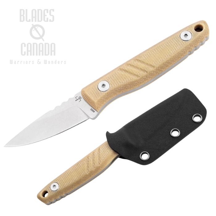 Boker Plus Five Point Nine Fixed Blade Knife, 440C Stonewash, Micarta Brown, Kydex Sheath, 02BP0008