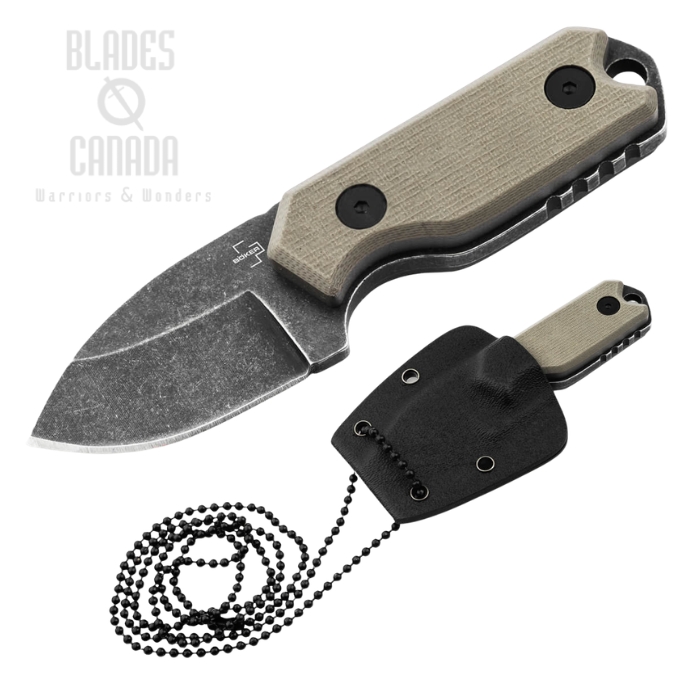 (image for) Boker Plus Li'l Friend Micro Fixed Blade Knife, D2 Dark SW, G10 Brown, Kydex Sheath, 02BP0012