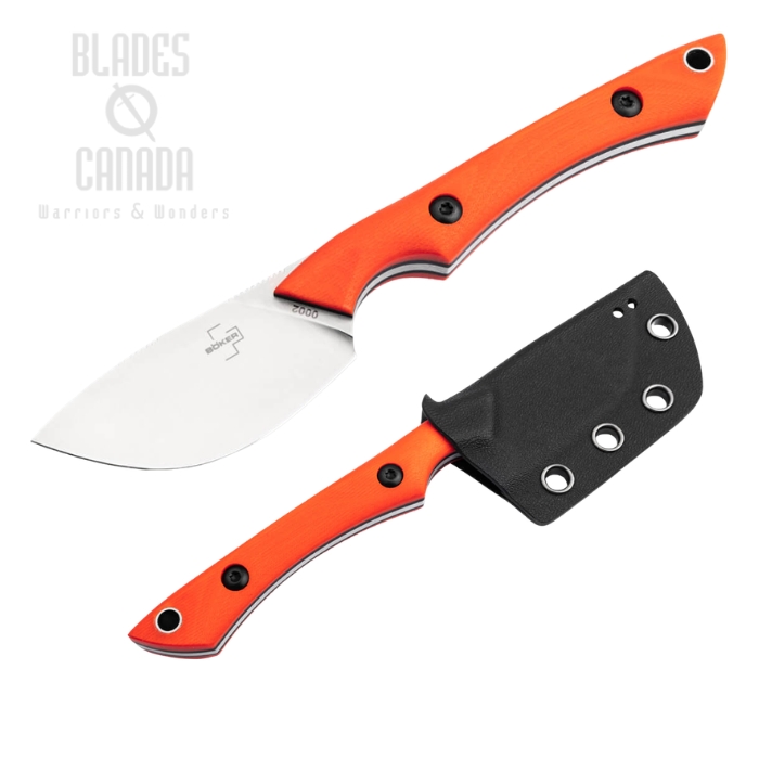 (image for) Boker Plus M.U.K Fixed Blade Knife, 14C28N Satin, G10 Orange, Kydex Sheath, 02BP0023