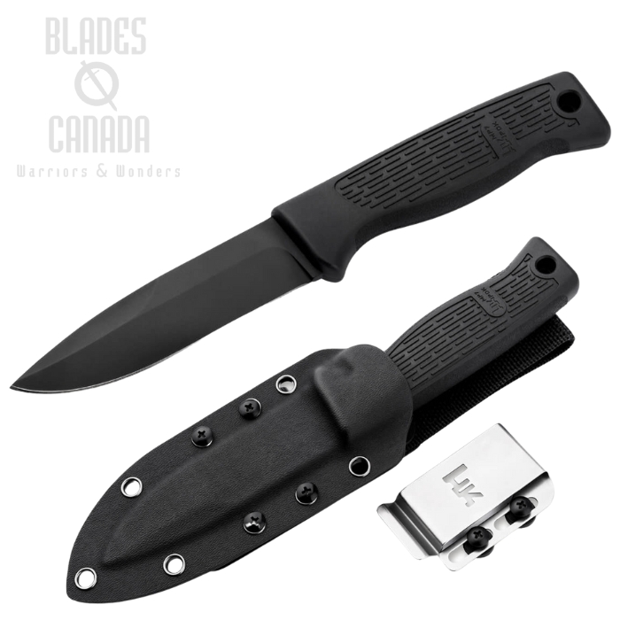 Boker Heckler & Koch MP7 Personal Duy Fixed Blade Knife, 14C28N Black, FRN Black, Kydex Sheath, 02HK001