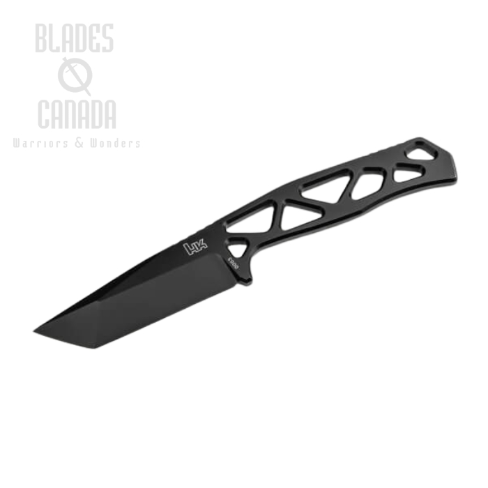 Boker Heckler & Koch FX01 Fixed Blade Knife, D2 Black, Stainless Black, Kydex Sheath, 02HK002