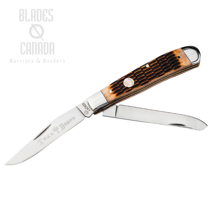 Boker Treebrand TS 2.0 Trapper Slipjoint Folding Knife, D2 Steel, Jigged Bone Brown, 110890