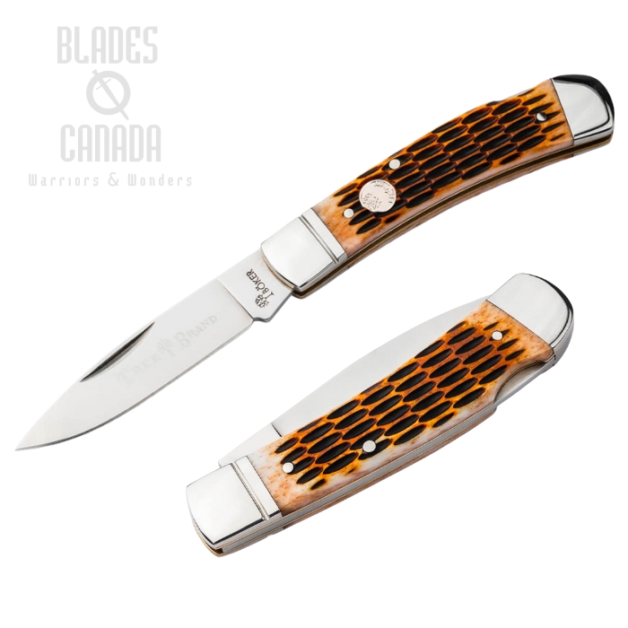 Boker Treebrand TS 2.0 Back Lock Folding Knife, D2 Steel, Jigged Bone Brown, 110891