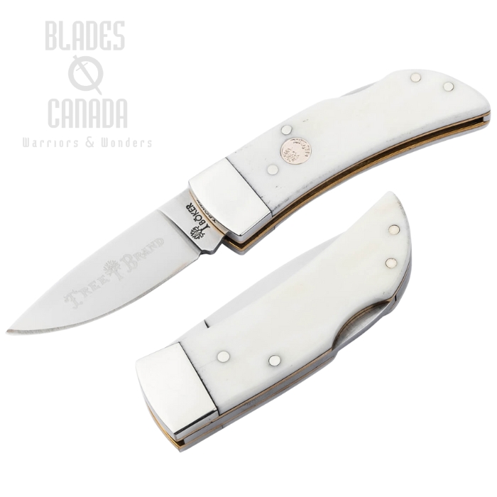 Boker Treebrand TS 2.0 Back Lock Folding Knife, D2 Steel, Bone White, 110894