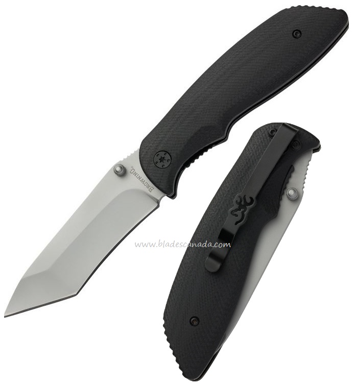 Browning Linerlock Folding Knife, Black G10, Assisted Opening, BR0165
