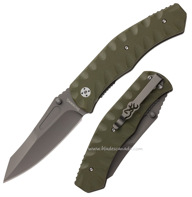 Browning Knives Linerlock Folding Knife, OD G10 Handle, Assisted Opening, BR0166