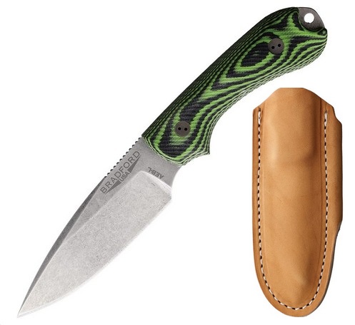 Bradford Guardian 3 Fixed Blade Knife, AEB-L SW, 3D G10 Microtextured Toxic Green/Black, BRAD3FE110A