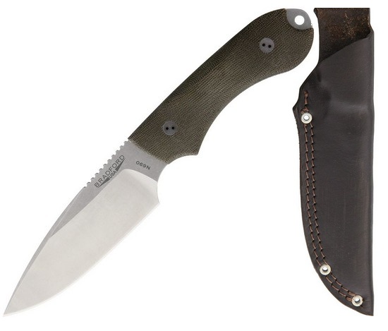 Bradford Guardian 4 Fixed Blade Knife, N690 False Edge, 3D Micarta OD Green, 4FE102