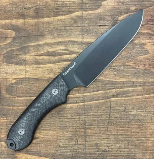 Bradford 3D Guardian 5 Fixed Blade Knife, CPM 3V Black DLC, Carbon Fiber, 5S-114B-3V