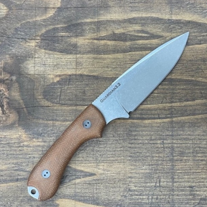 (image for) Bradford Guardian 3.2 Fixed Blade Knife, Magnacut SW, 3D Micarta Natural, Leather Sheath, BRAD32FE104MC