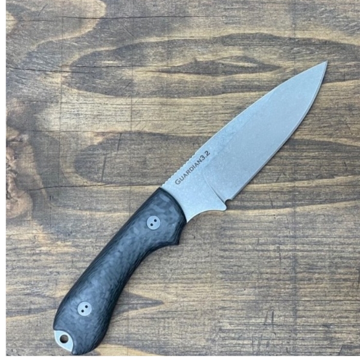 (image for) Bradford Guardian 3.2 Fixed Blade Knife, Magnacut SW, 3D Carbon Fiber, Leather Sheath, BRAD32FE114MC