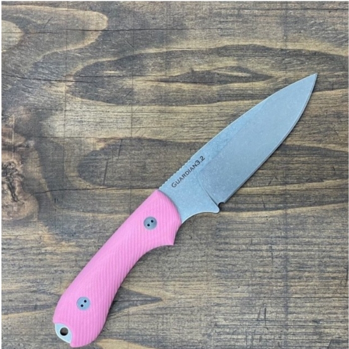 (image for) Bradford Guardian 3.2 Fixed Blade Knife, Magnacut SW, 3D Microtextured Pink, Leather Sheath, BRAD32FE116MC