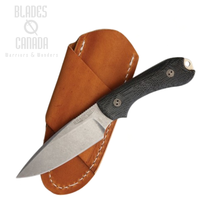 Bradford Guardian 3 Fixed Blade Knife, AEB-L Stonewash, Canvas Micarta Black, 3FE101A