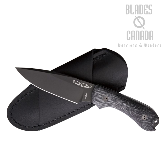 Bradford Guardian 3 Fixed Blade Knife, N690 DLC, 3D Micarta Black, BRAD3FE101B