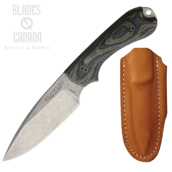 Bradford Guardian 3 Fixed Blade Knife, N690, 3D Camo Micarta, Leather Sheath, BRAD3FE109 Bradford Guardian 3 Fixed Blade Knife, N690, 3D Camo Micarta, Leather Sheath, BRAD3FE109