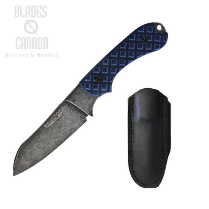 Bradford Guardian 3 Fixed Blade Knife, N690 Sheepsfoot Nimbus, G10 Black/Blue, BRAD3SF013N
