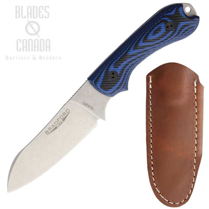 Bradford Guardian 3 Fixed Blade Knife, N690 Sheepsfoot, 3D G10 Black/Blue, 3SF113