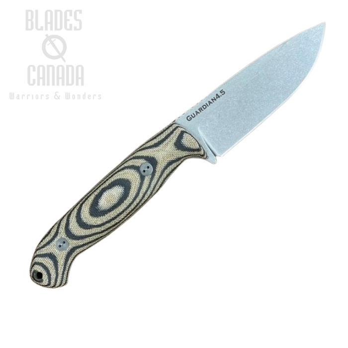 Bradford Guardian 4.5 Fixed Blade Knife, CPM 3V, 3D Micarta Camo, Leather Sheath, 4.5S-109-3V