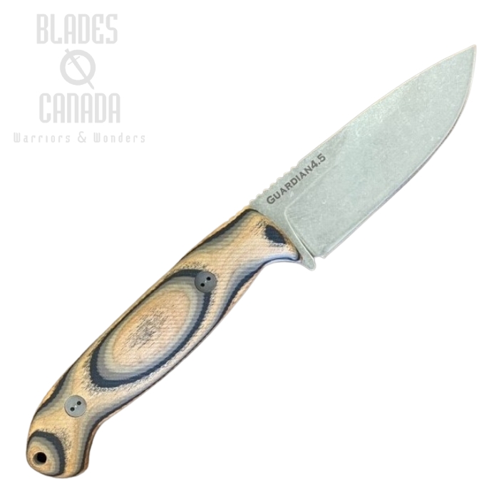 Bradford Guardian 45 Fixed Blade Knife, CPM 3V, 3D G-Wood, Leather Sheath, 4.5S-115-3V