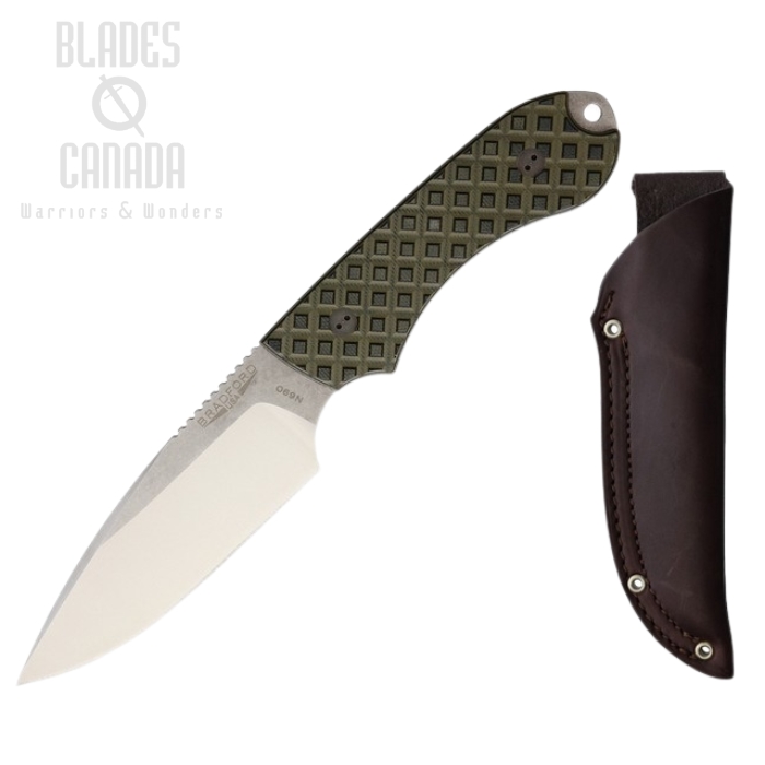 Bradford Guardian 4 Fixed Blade Knife, N690 False Edge, G10 OD Green/Black, BRAD4FE009