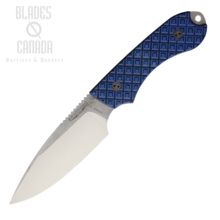 Bradford Guardian 4 Fixed Blade Knife, N690 False Edge, G10 Black/Blue, BRAD4FE013
