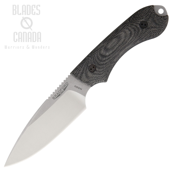 Bradford Guardian 4 Fixed Blade Knife, N690 False Edge, 3D Black Micarta, 4FE-101-N690