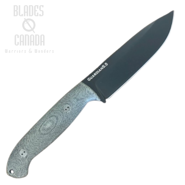 Bradford Guardian 5.5 3D Fixed Blade Knife, CPM-3V Black DLC, Micarta Black, 5.5S-101B-3V
