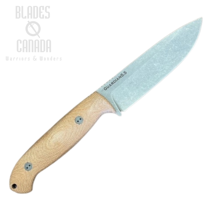 Bradford Guardian 5.5 3D Fixed Blade Knife, CPM 3V SW, Micarta Natural, 5.5S-104-3V