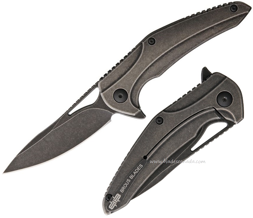 Brous Knives XR-1 Flipper Framelock Knife, D2 Acid SW, Titanium Acid SW, BRB136 - Click Image to Close