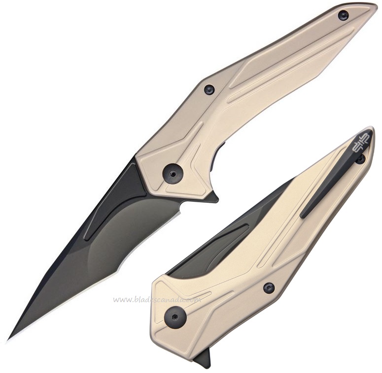 Brous Blades Tyrant Flipper Folding Knife, D2 Black, Aluminum Rose, BRB245