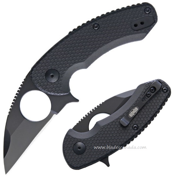 Brous Blades Silent Soldier Flipper Folding Knife, D2 Black, Black Handle, M002B