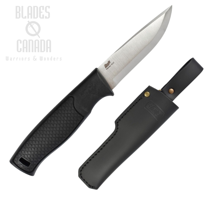 (image for) Brisa Hiker 95 Fixed Blade Knife, 12C27 Sandvik Scandi, Leather Sheath, 23001