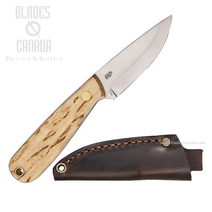EnZo Necker 70 Fixed Blade Knife, 12C27 Sandvik Scandi, Curly Birch, BRI5800 (image for) EnZo Necker 70 Fixed Blade Knife, 12C27 Sandvik Scandi, Curly Birch, BRI5800