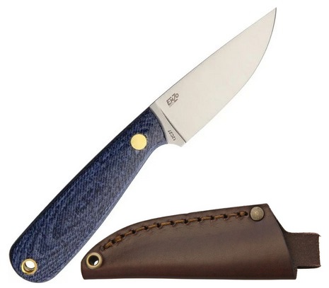 EnZo Necker 70 Fixed Blade Knife, 12C27 Sandvik, Micarta Blue Jeans, BRI9821