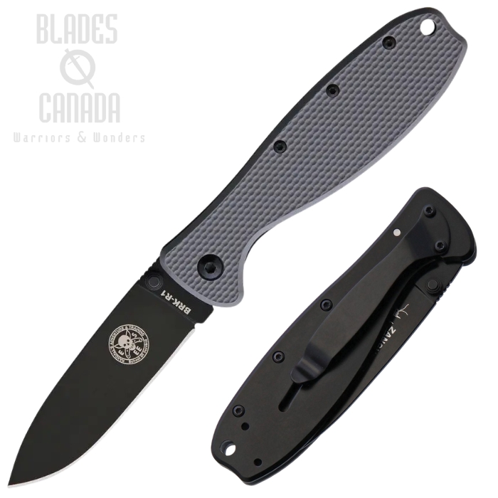 Esee Zancudo Framelock Folding KNife, AUS-8 Black, GRN Grey/Stainless Black, BRKR1FGB Esee Zancudo Framelock Folding KNife, AUS-8 Black, GRN Grey/Stainless Black, BRKR1FGB