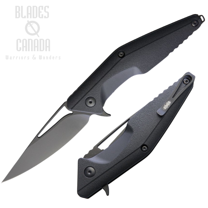 Broud Blades Divison Flipper Folding Knife, Stainless Black, Polymer Black, BRBM005B