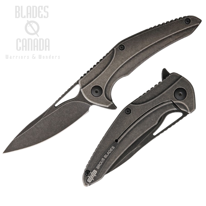 (image for) Brous Knives XR-1 Flipper Framelock Knife, D2 Acid SW, Titanium Acid SW, BRB136