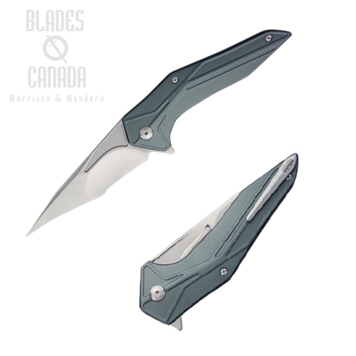 (image for) Brous Blades Tyrant Flipper Folding Knife, D2, Aluminum Aqua, 242