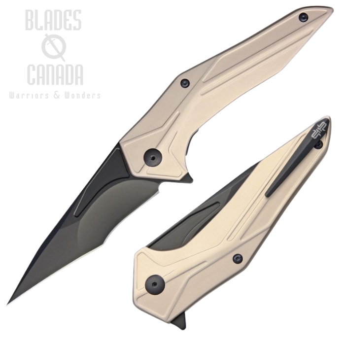 (image for) Brous Blades Tyrant Flipper Folding Knife, D2 Black, Aluminum Rose, BRB245