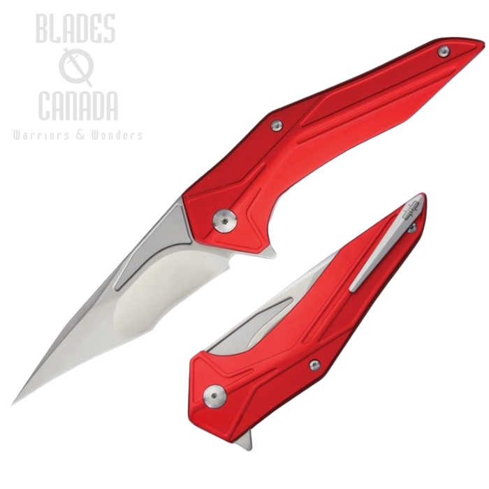 (image for) Brous Blades Tyrant Red Flipper Folder, D2, Aluminum Handle, BRB251