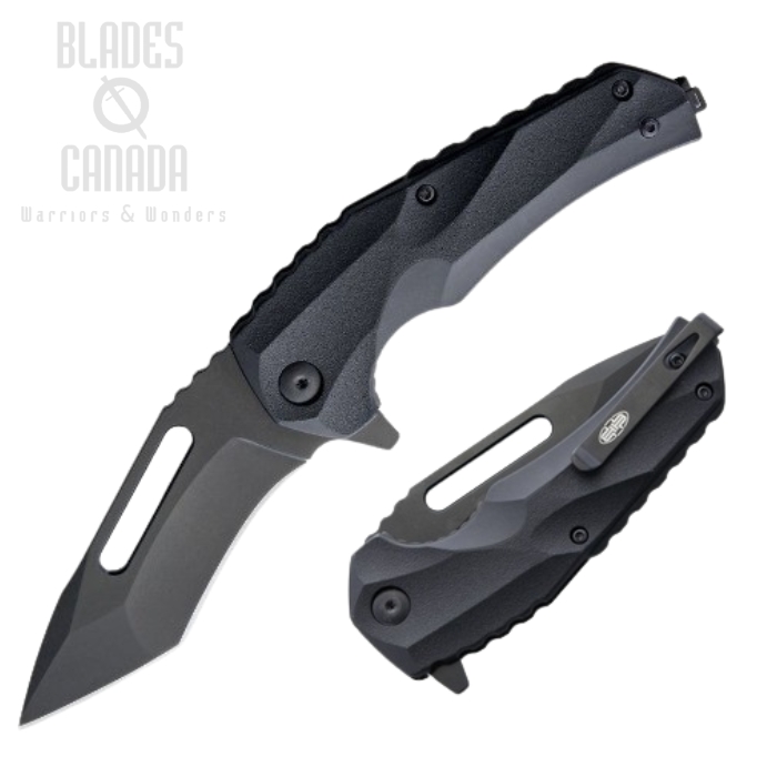 (image for) Brous Blades Reloader Flipper Folding Knife, D2 Black, Black Handle, M003B
