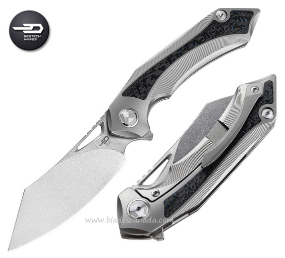 Bestech Kasta Flipper Framelock Knife, M390, Titanium/Carbon Fiber, BT1909G - Click Image to Close