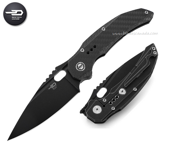 Bestech Exploit Flipper Framelock Knife, S35VN Black SW, Titanium/Carbon Fiber, BT2005G