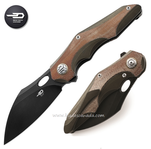 Bestech Nogard Flipper Framelock Knife, M390 Wharncliffe, Carbon Fiber/Micarta, BT2105F